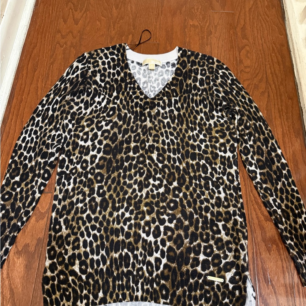 Michael Kors Gray‎ and Black Animal Print Sweater